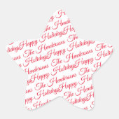 Gepersonaliseerde Prettige feestdagen Ster Sticker (Voorkant)