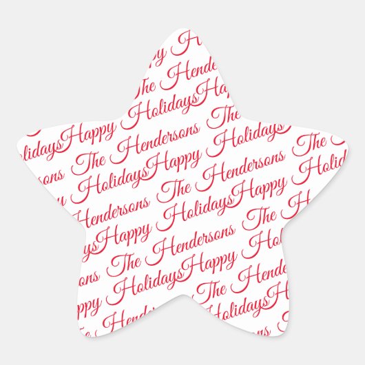 Gepersonaliseerde Prettige feestdagen Ster Sticker (Voorkant)