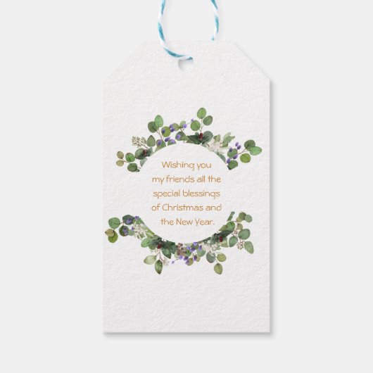 Gepersonaliseerde Prettige feestdagen waterverf Cadeaulabel (Achterkant)