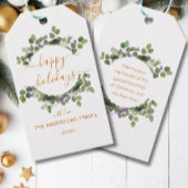 Gepersonaliseerde Prettige feestdagen waterverf Cadeaulabel