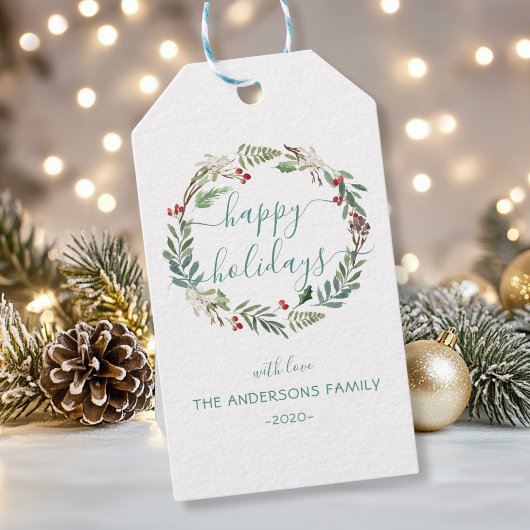 Gepersonaliseerde Prettige feestdagen waterverf Cadeaulabel