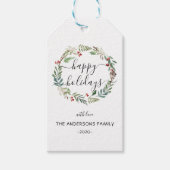 Gepersonaliseerde Prettige feestdagen waterverf Cadeaulabel (Voorkant)