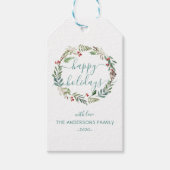 Gepersonaliseerde Prettige feestdagen waterverf Cadeaulabel (Voorkant)