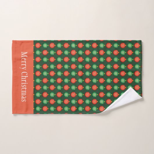 Gepersonaliseerde prettige kerst rood en groen bad handdoek (Handdoek)