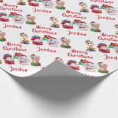 Gepersonaliseerde prettige kerstdieren cadeaupapier (Hoek)