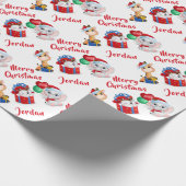 Gepersonaliseerde prettige kerstdieren cadeaupapier (Hoek)