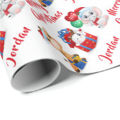 Gepersonaliseerde prettige kerstdieren cadeaupapier (Rol Hoek)