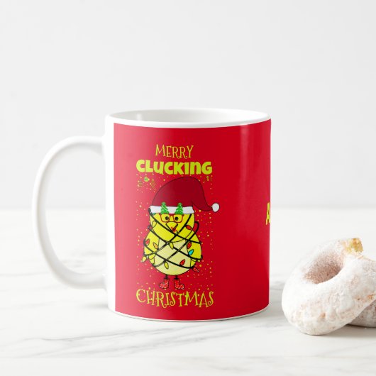 Gepersonaliseerde prettige kerstfeestelijke kip koffiemok (Met donut)