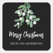 Gepersonaliseerde prettige kerstkleertjes bladeren vierkante sticker (Voorkant)