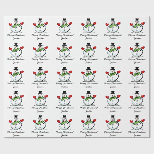 Gepersonaliseerde prettige witte snowman met prett cadeaupapier (Vlak)