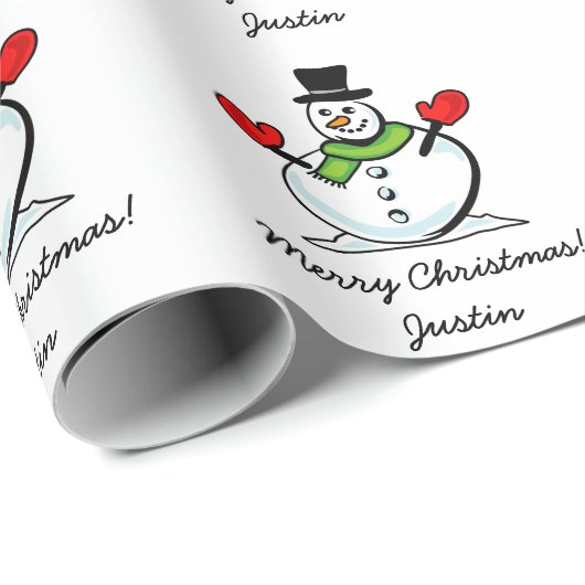 Gepersonaliseerde prettige witte snowman met prett cadeaupapier (Rol Hoek)