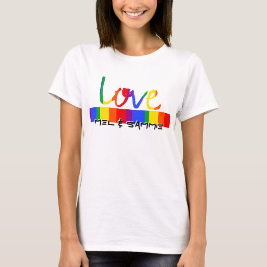 Gepersonaliseerde Pride Rainbow Love T-Shirt (Voorkant)