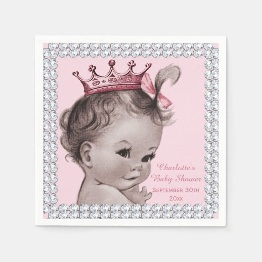 Gepersonaliseerde Princess Baby shower Faux Diamon Servet (Voorkant)