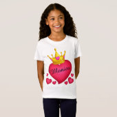 Gepersonaliseerde Princess Crown Hearts T-shirt (Voorkant volledig)