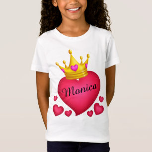Gepersonaliseerde Princess Crown Hearts T-shirt