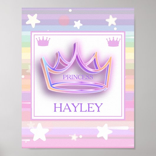 Gepersonaliseerde Princess Crown Wall Poster (Voorkant)