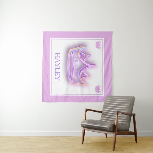 Gepersonaliseerde Princess Crown Wall Wandkleed (In Situ (horizontaal))