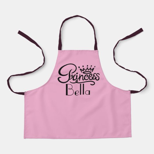 Gepersonaliseerde Princess Name Pink Girl's Schort (Voorkant)