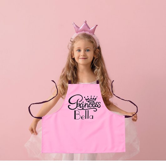Gepersonaliseerde Princess Name Pink Girl's Schort