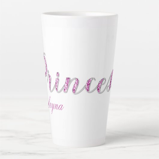 Gepersonaliseerde Princess Sparkle Pink Diamond Latte Mok (Voorkant)
