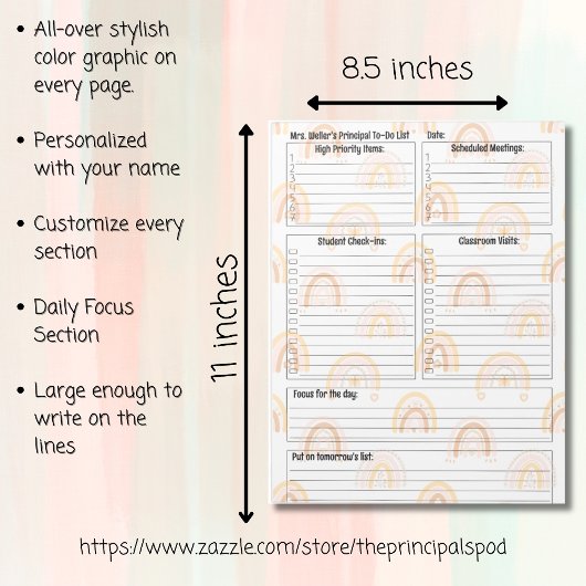 Gepersonaliseerde Principal Daily To-Do List Rainb Notitieblok