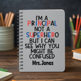 Gepersonaliseerde Principal rood blauw zwart Super Notitieboek