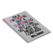 Gepersonaliseerde Principal rood blauw zwart Super Notitieboek (Rechterzijde)