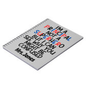 Gepersonaliseerde Principal rood blauw zwart Super Notitieboek (Linkerzijde)