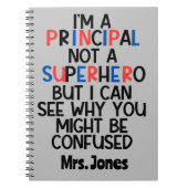 Gepersonaliseerde Principal rood blauw zwart Super Notitieboek (Voorkant)