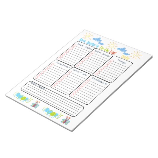 Gepersonaliseerde Principal To-Do List Elementaire Notitieblok (Schuin)