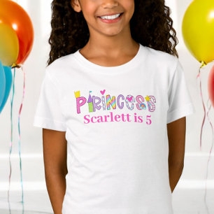 Gepersonaliseerde Prinses Alfabet Verjaardag T-shirt