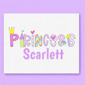 Gepersonaliseerde Prinses Alphabet Kroon Kasteelto Canvas Afdruk