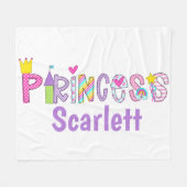 Gepersonaliseerde Prinses Alphabet Kroon Kasteelto Fleece Deken (Voorkant (Horizontaal))