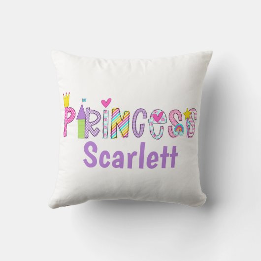 Gepersonaliseerde Prinses Alphabet Kroon Kasteelto Kussen (Achterkant)