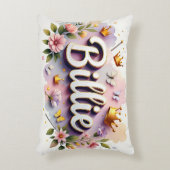 Gepersonaliseerde Prinses Bloemen Naam Accent Kussen (Voorkant(Verticaal))