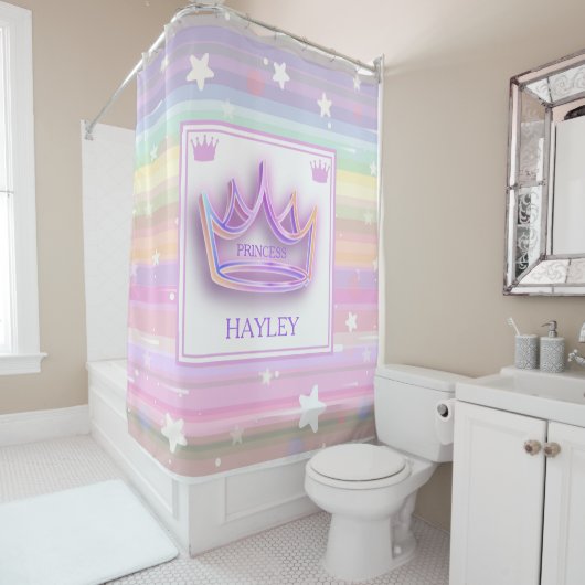 Gepersonaliseerde prinses Crown Douchegordijn (In situ)