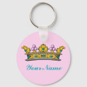 Gepersonaliseerde prinses Crown op roze Sleutelhanger (Voorkant)