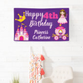 Gepersonaliseerde Prinses Kasteel Meisjes Happy Bi Spandoek (Insitu)