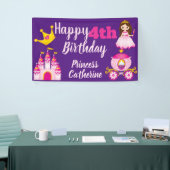 Gepersonaliseerde Prinses Kasteel Meisjes Happy Bi Spandoek (Beurs)