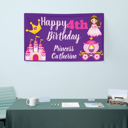 Gepersonaliseerde Prinses Kasteel Meisjes Happy Bi Spandoek (Beurs)