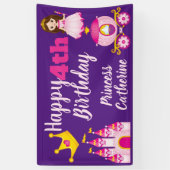 Gepersonaliseerde Prinses Kasteel Meisjes Happy Bi Spandoek (Verticaal)