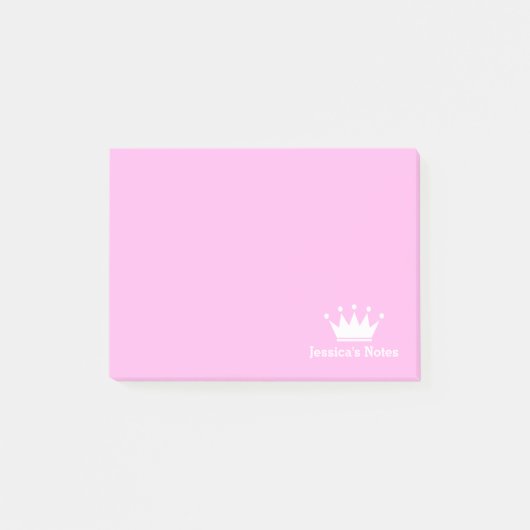 Gepersonaliseerde prinses kroonroze Post-it® notes (Voorkant)