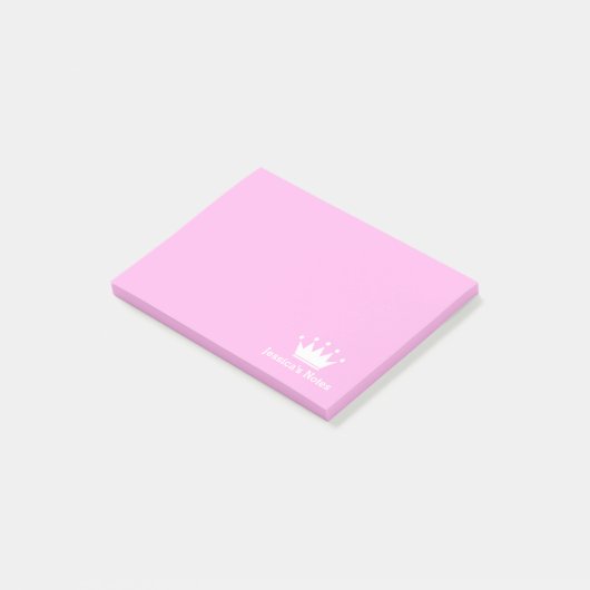 Gepersonaliseerde prinses kroonroze Post-it® notes (Schuin)
