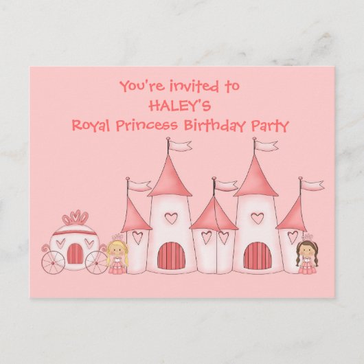 Gepersonaliseerde Prinses verjaardagsfeestje uitno Uitnodiging Briefkaart (Voorkant)