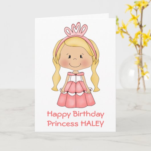 Gepersonaliseerde Prinses Verjaardagskaart Kaart (Gele Bloem)