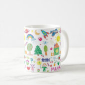 Gepersonaliseerde print de Mok van uw kind tekenen (Voorkant rechts)