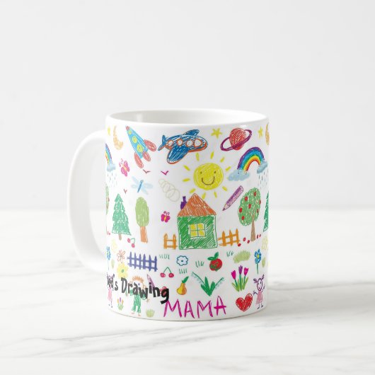 Gepersonaliseerde print de Mok van uw kind tekenen (Voorkant links)