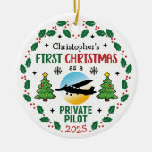 Gepersonaliseerde Private Pilot Custom Name Christ Keramisch Ornament (Voorkant)