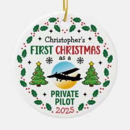 Gepersonaliseerde Private Pilot Custom Name Christ Keramisch Ornament
