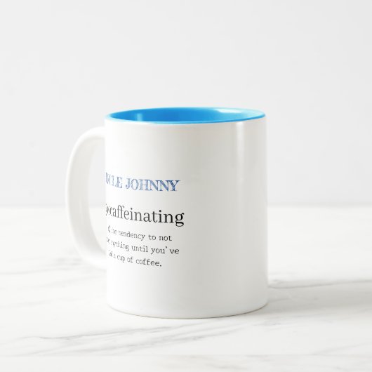 Gepersonaliseerde Procaffeinating Blue Tweekleurige Koffiemok (Voorkant links)
